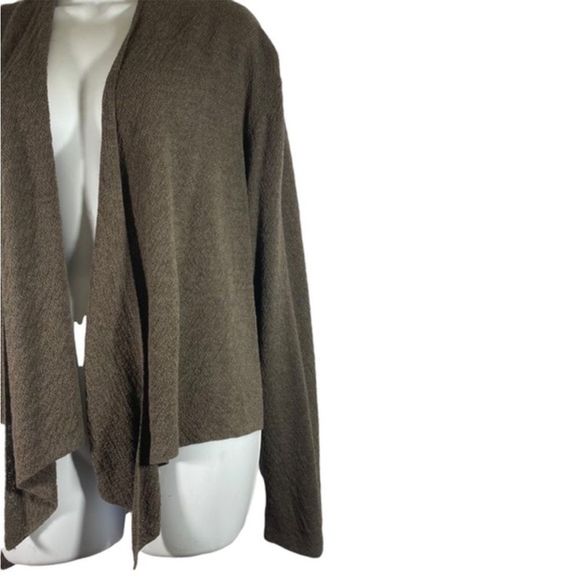 Eileen‎ Fisher Size Large Wool Cardigan Open Front Draped Brown Long Sleeve - Picture 7 of 7